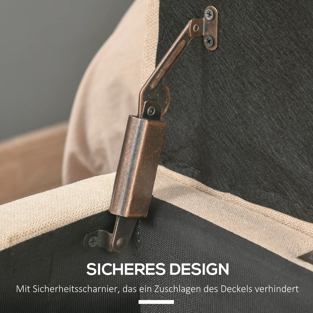 HOMCOM Ταπετσαρισμένη τραπεζαρία με αποθηκευτικό χώρο, κουμπωτή επεξεργασία, έως 120 kg, 125 x 49 x 41,5 cm, Μπεζ