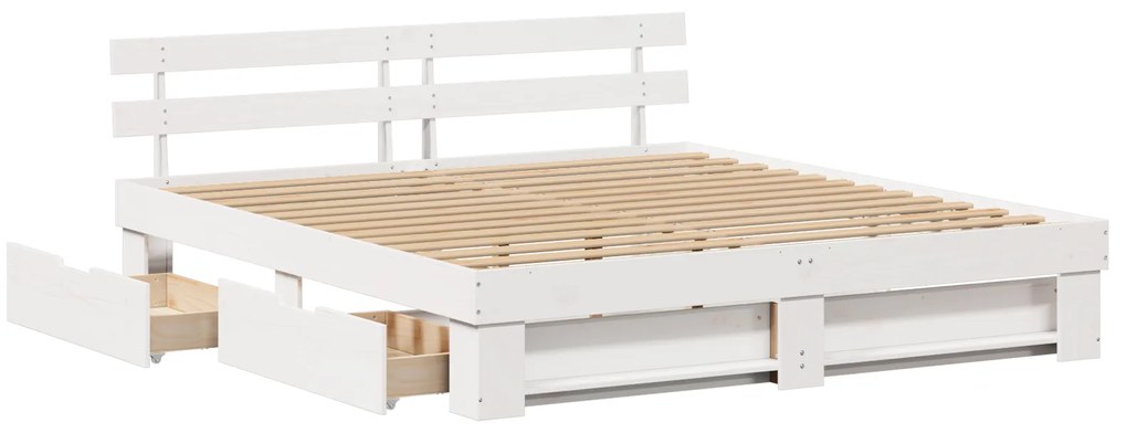 vidaXL Σκελετός Κρεβατιού Λευκό 180 x 200 cm Μασίφ ξύλο πεύκου