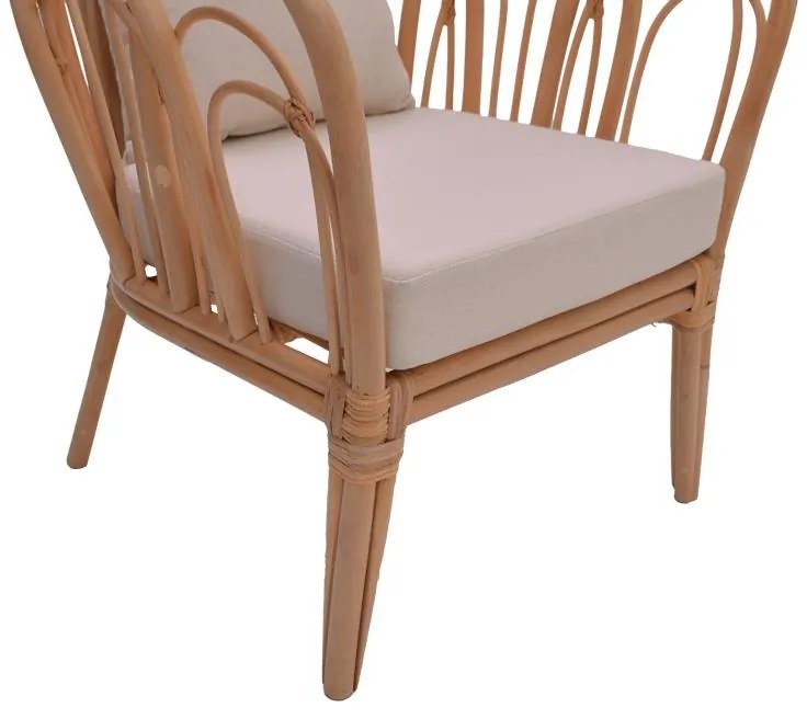 Καρέκλα - Πολυθρόνα Tania φυσικό rattan-λευκό μαξιλάρι 76x76x76 εκ. 76x76x76 εκ.