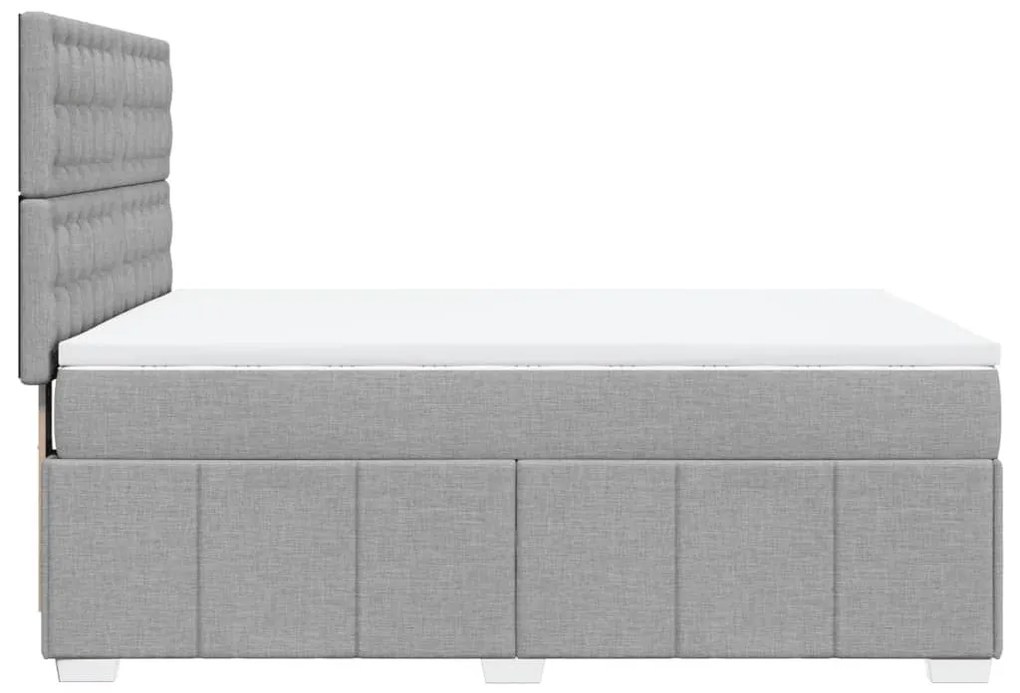 Κρεβάτι Boxspring με Στρώμα Ανοιχτό Γκρι 140x200 εκ. Υφασμάτινο - Γκρι