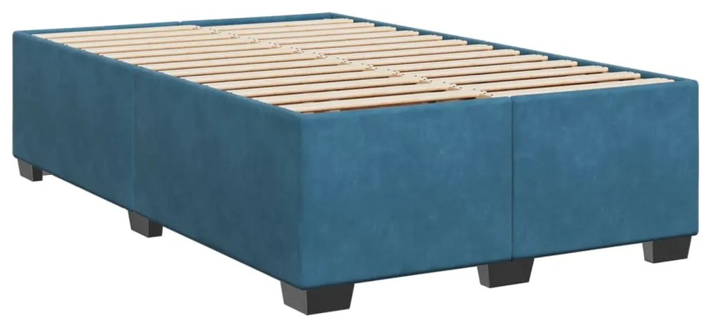 vidaXL Κρεβάτι Boxspring με Στρώμα Σκούρο Μπλε 120x200 εκ. Βελούδινο