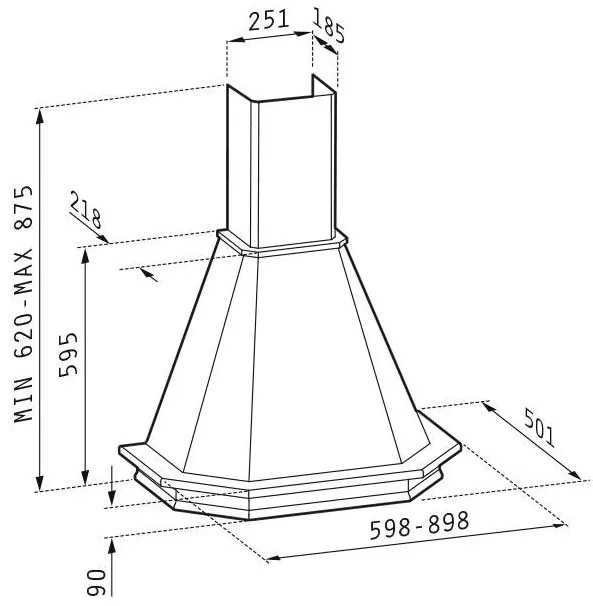 Απορροφητήρας Καμινάδα Rustic Pyramis 60 εκ.