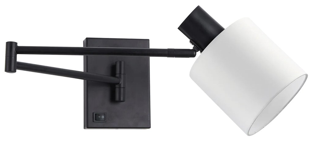 SE21-BL-52-SH1 ADEPT WALL LAMP Black Wall Lamp with Switcher and White Shade+