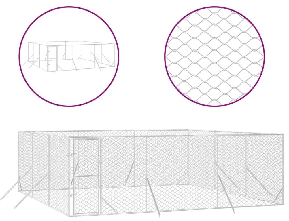 Κλουβί Σκύλου Εξωτερ. Χώρου Ασημί 6x6x2 μ. Γαλβανισμένο Ατσάλι - Ασήμι