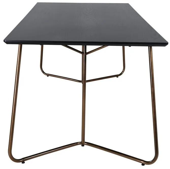 Τραπέζι Dallas 1721, Μαύρο, Χάλκινο, 75x90x190cm, Φυσικό ξύλο καπλαμά, Ινοσανίδες μέσης πυκνότητας, Μέταλλο | Epipla1.gr