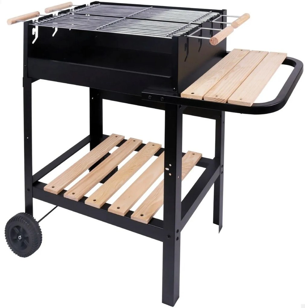 Μπάρμπεκιου με Ξυλάνθρακα με Ρόδες Aktive Εμαγιέ μέταλλο 100,5 x 88,5 x 40 cm Μαύρο