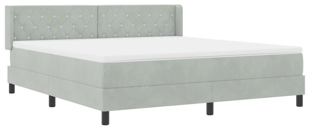 vidaXL κρεβάτι με στρώμα  Box Spring Γκρίζο ανοιχτό 180x200 εκ. Βελούδο