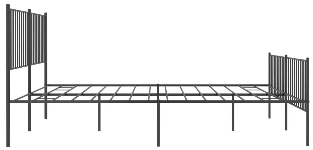vidaXL Πλαίσιο Κρεβατιού με Κεφαλάρι&Ποδαρικό Μαύρο 150x200εκ. Μέταλλο