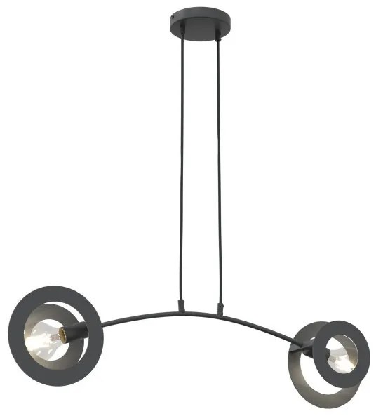 Κρεμαστό Φωτιστικό Οροφής 2xE27 89cm Euforia Emibig -1413/2-Μαύρο 1413/2