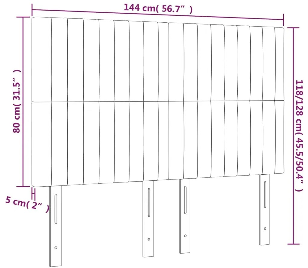 vidaXL Κεφαλάρι Κρεβατιού LED Κρεμ 144x5x118/128 εκ. Υφασμάτινο