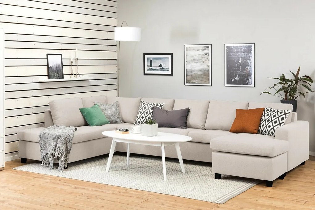 Γωνιακός Καναπές Scandinavian Choice C161, Ανοιχτό καφέ, 344x199x80cm