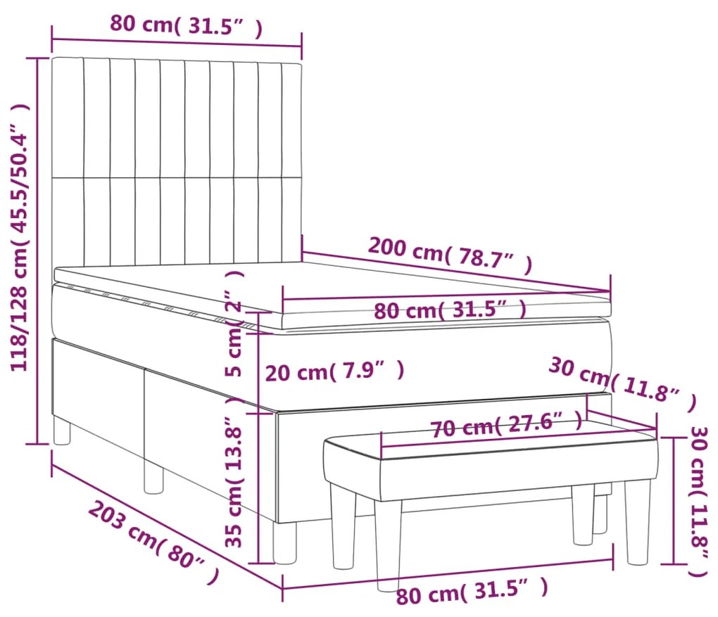 ΚΡΕΒΑΤΙ BOXSPRING ΜΕ ΣΤΡΩΜΑ ΣΚΟΥΡΟ ΜΠΛΕ 80 X 200 ΕΚ. ΒΕΛΟΥΔΙΝΟ 3137933