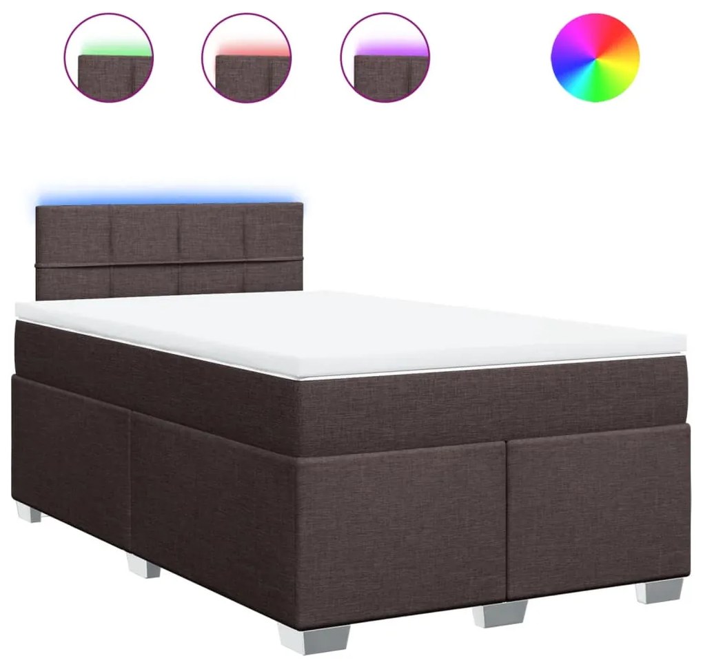 vidaXL Κρεβάτι Boxspring με Στρώμα Σκούρο Καφέ 120x190 εκ Υφασμάτινο