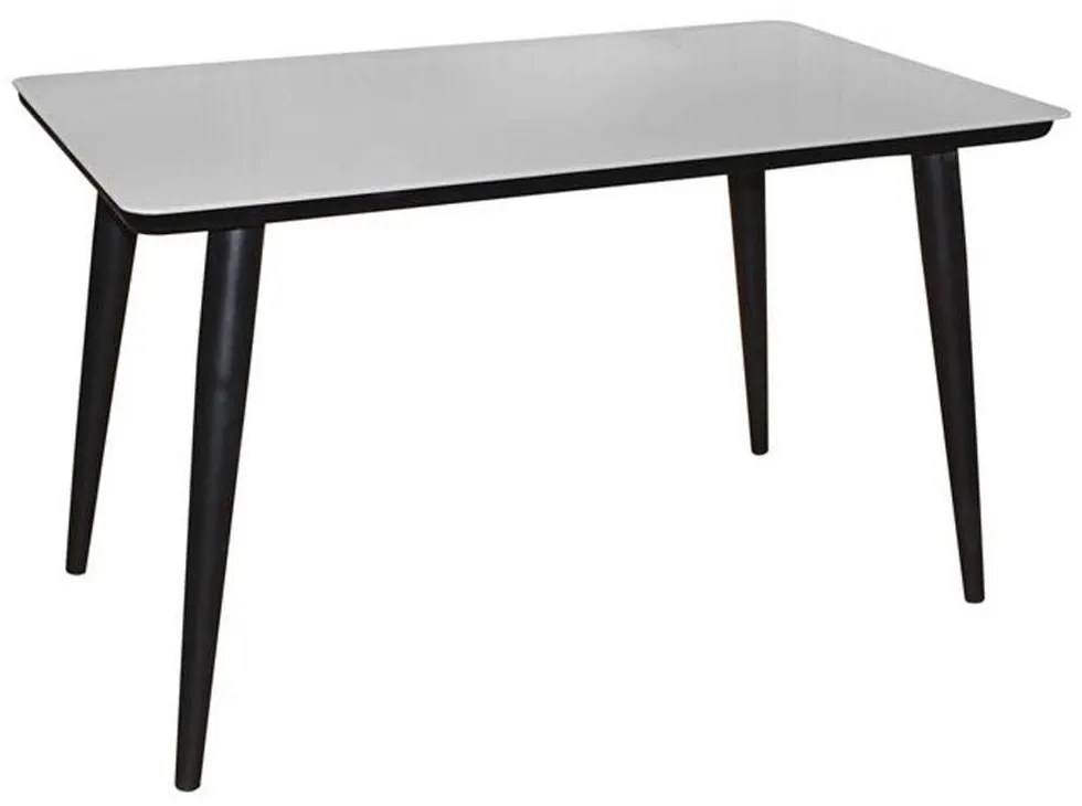 Τραπέζι Union ΕΜ833,1 130x80x75cm 130x80cm Βαφή Black-Glass White Metal, Glass
