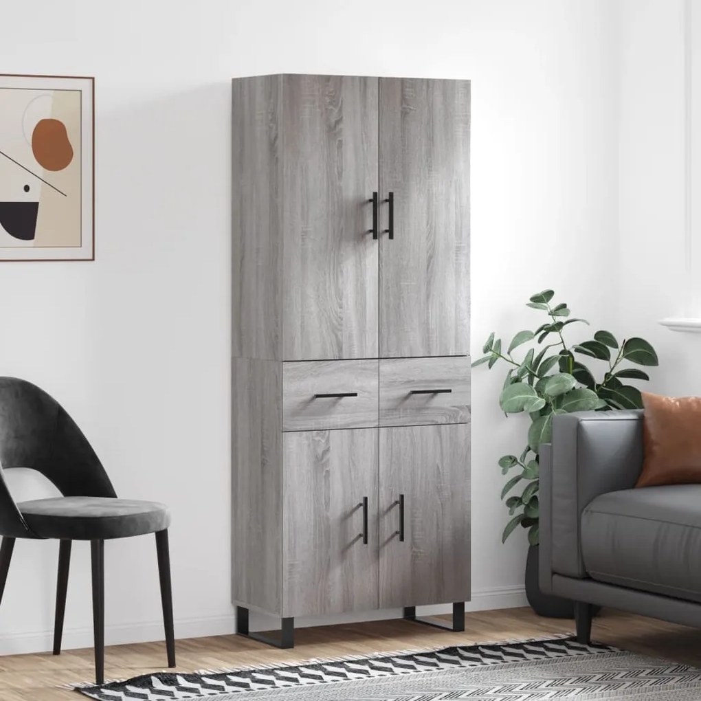 vidaXL Ντουλάπι Γκρι Sonoma 69,5 x 34 x 180 εκ. Επεξεργασμένο Ξύλο