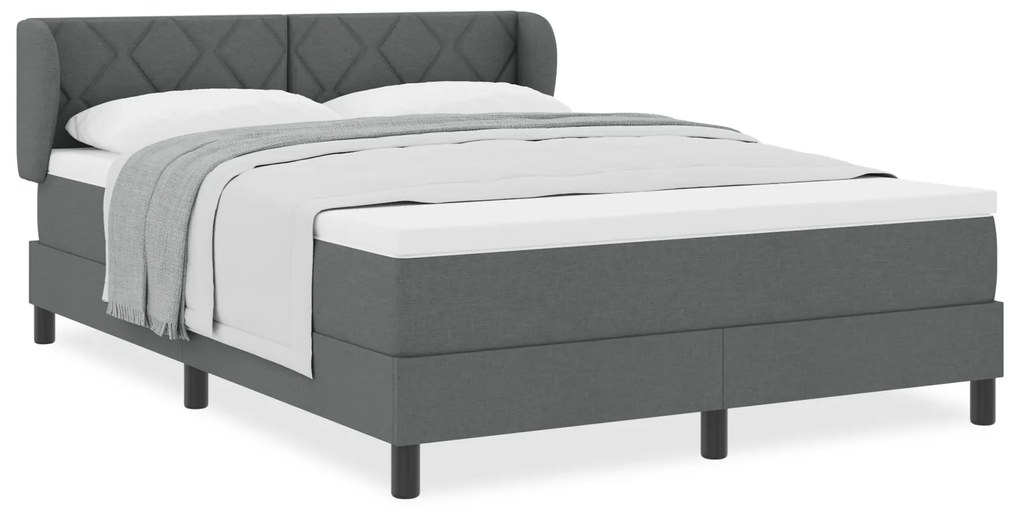 vidaXL Κρεβάτι με Στρώμα Dark Grey 140x200 cm Υφάσματος