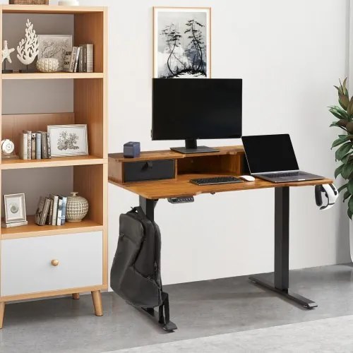 VEVOR Height Adjustable Desk, 47.2&quot; x 23.6&quot; Electric Dual Monitor Riser Workstation, Whole Piece Desk Board Sit to Stand, 3-Key Modes Sturdy Dual Metal Frame,180LBS Capacity for Computer Home &amp; Office
