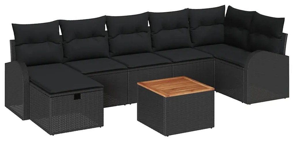 vidaXL Σετ Καναπέ Κήπου με μαξιλάρι 8 pcs Μαύρο Πολυ ράταν