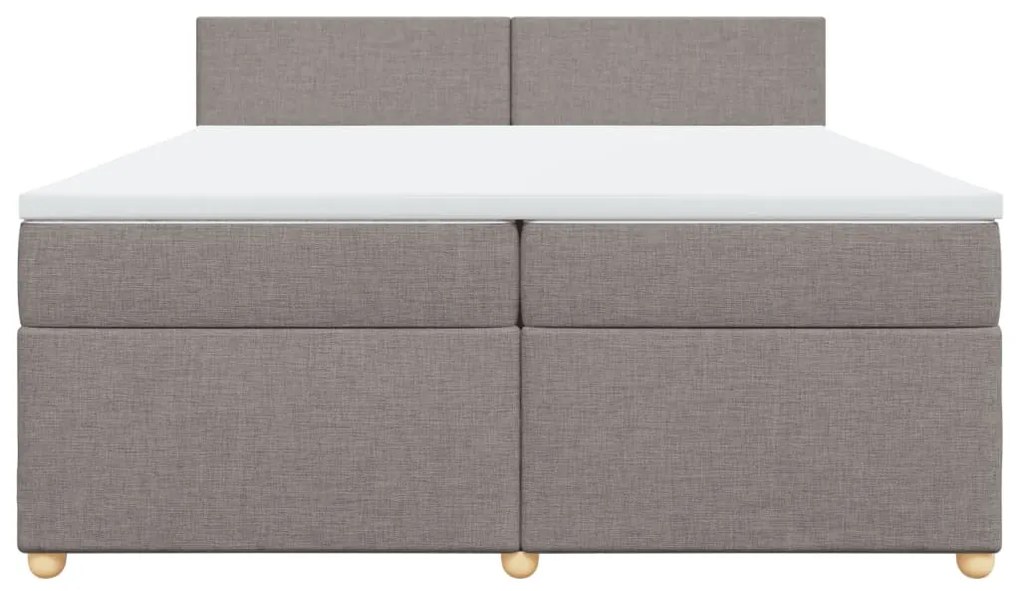 Κρεβάτι Boxspring με Στρώμα Taupe 200x200 εκ. Υφασμάτινο - Μπεζ-Γκρι