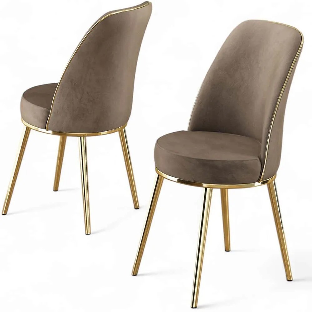 Καρέκλα Pefa Babyface (Σετ 4Τμχ) 240CHR1553 45x42x91cm Cappuccino-Gold Metal, Fabric