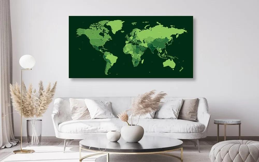 Εικόνα σε φελλό λεπτομερής παγκόσμιος χάρτης σε πράσινο χρώμα - 100x50  peg