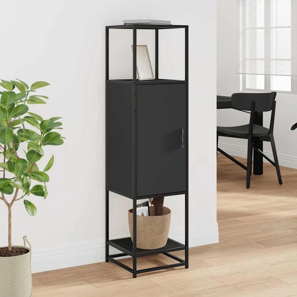 Highboard Μαύρο 35,5x35x139 cm Κατασκευασμένο ξύλο και μέταλλο - Μαύρο