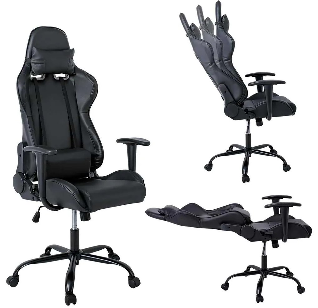 Gaming/Manager Πολυθρόνα Bf8350 Pu Μαύρο . Διάσταση: 69x69x126/136cm 69x69x126/136cm