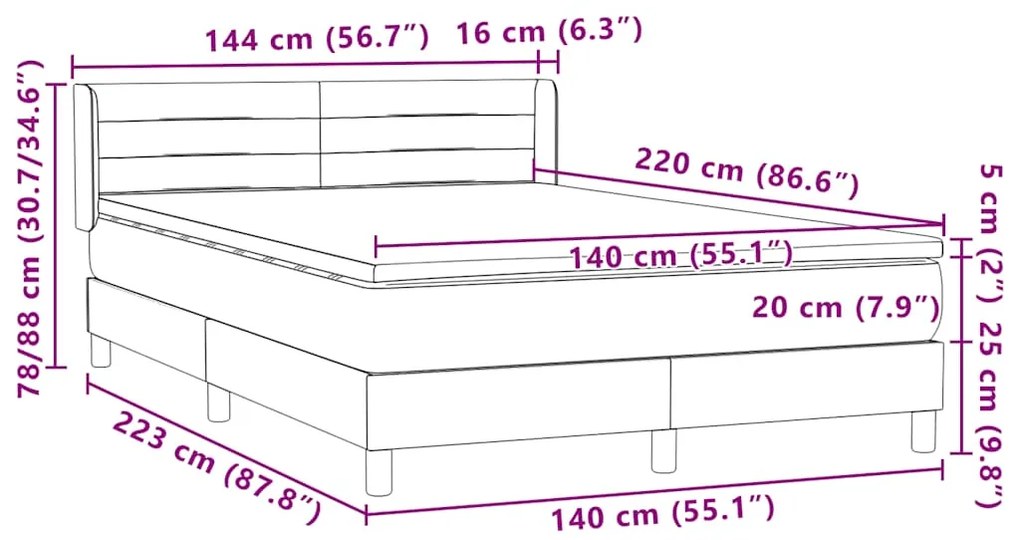 BOX SPRING ΚΡΕΒΑΤΙ ΜΕ ΣΤΡΩΜΑ ΡΟΖ 140X220 CM ΒΕΛΟΥΔΙΝΟ 3318242