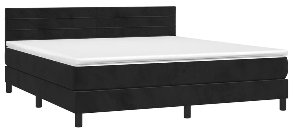 vidaXL Κρεβάτι Boxspring με Στρώμα Μαύρο 160x200 εκ. Βελούδινο