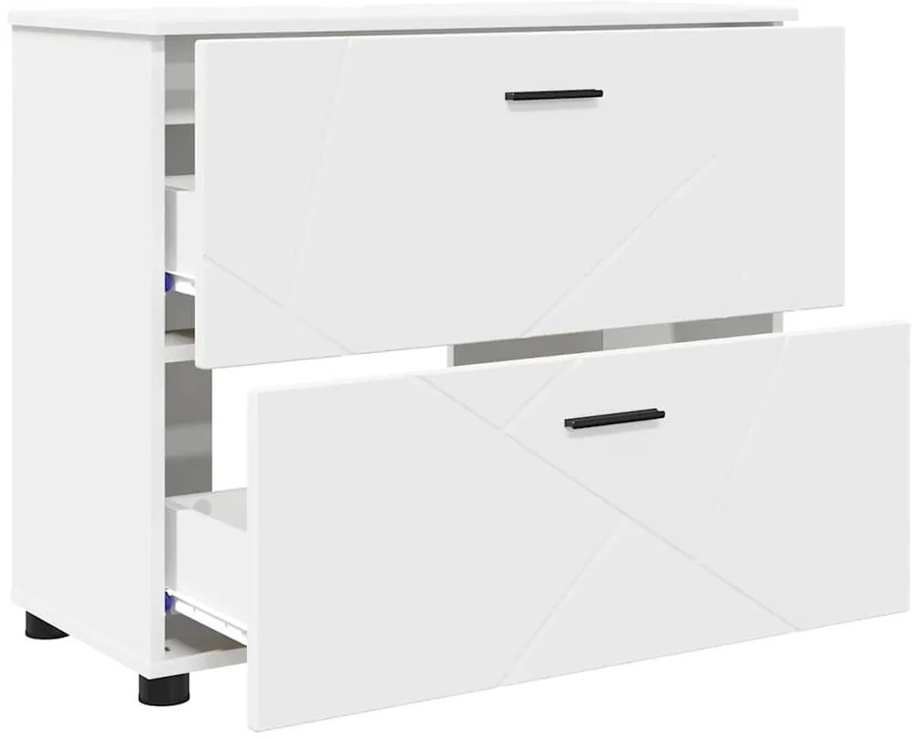 vidaXL Σετ Επίπλων Μπάνιου με συρτάρι με ράφι Επιτοίχιο 3 pcs Λευκό