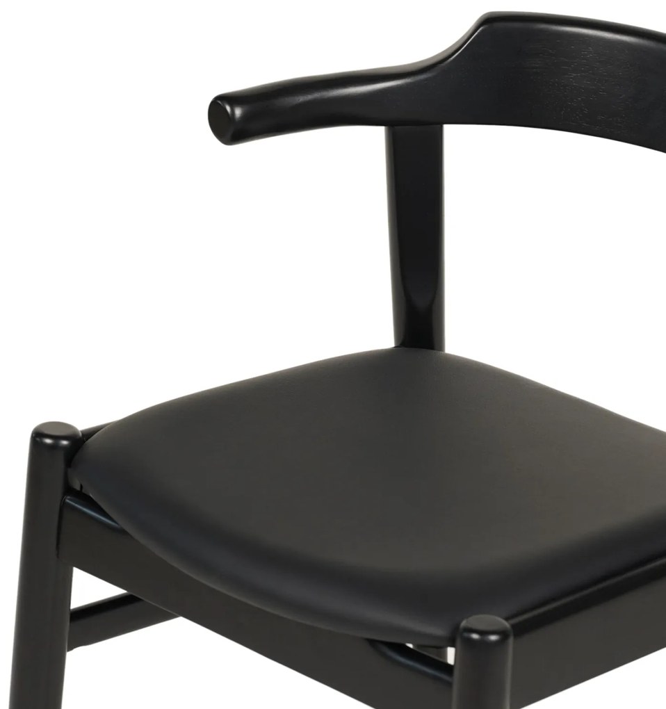 ΠΟΛΥΘΡΟΝΑ ΤΡΑΠΕΖΑΡΙΑΣ CERSEI HM9946.02 RUBBERWOOD &amp; PU ΣΕ ΜΑΥΡΟ 57x54x74Υεκ