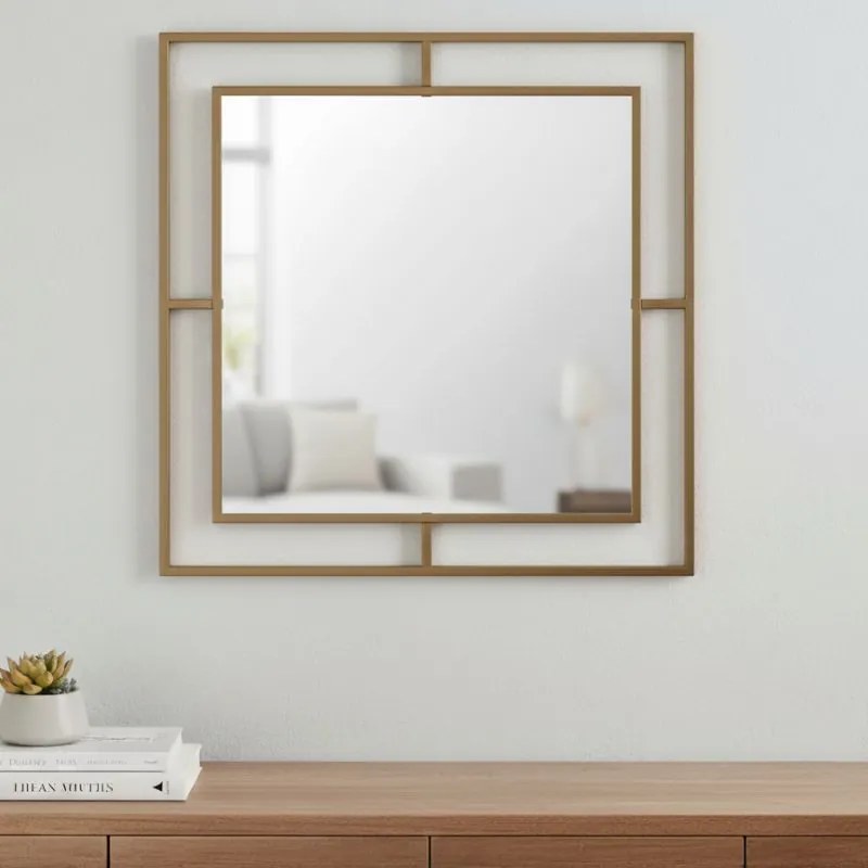 Καθρέφτης τοίχου Corner Megapap αλουμινίου χρώμα χρυσό 58,6x2x58,6εκ.