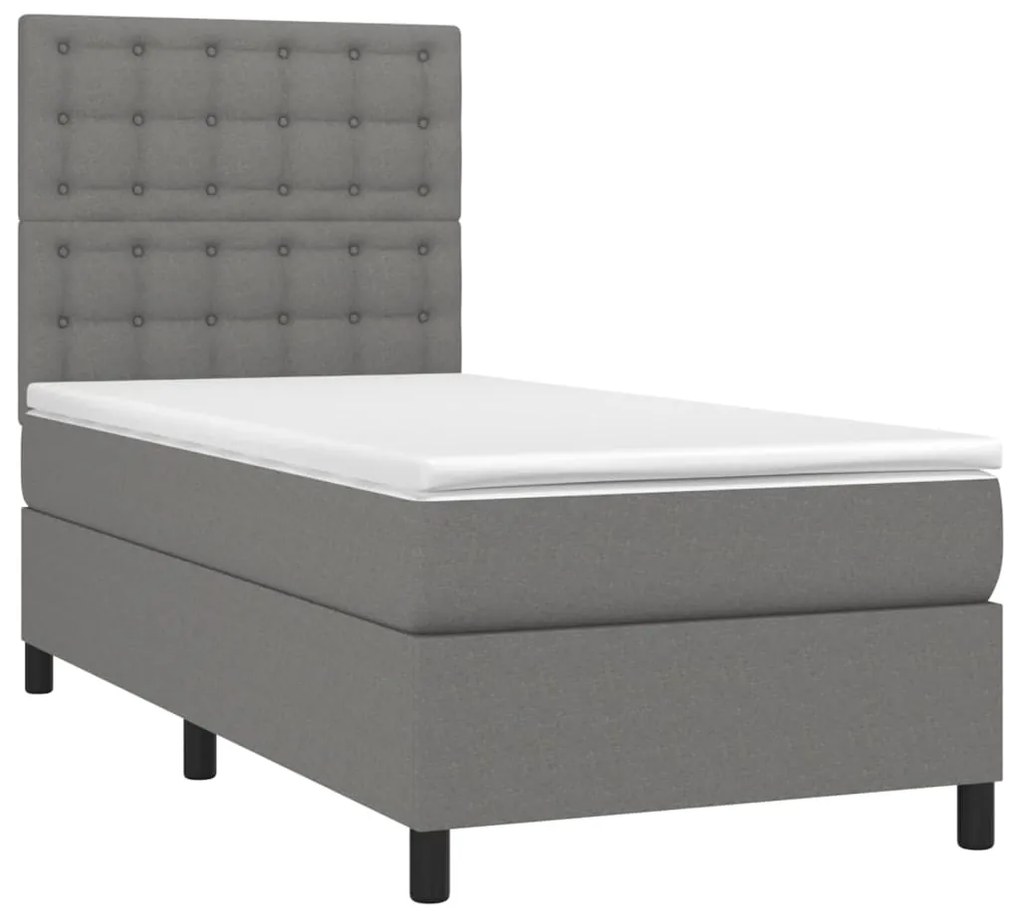 ΚΡΕΒΑΤΙ BOXSPRING ΜΕ ΣΤΡΩΜΑ ΣΚΟΥΡΟ ΓΚΡΙ 90X190 ΕΚ. ΥΦΑΣΜΑΤΙΝΟ 3142058