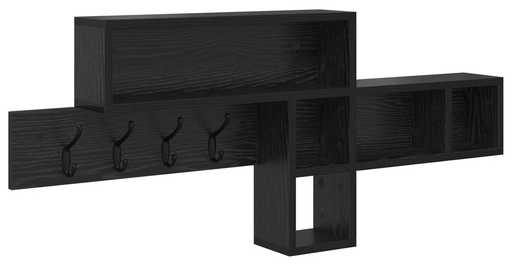 vidaXL Τοίχου Κρεμάστρα με ράφι Μαύρη δρυς 100 x 12 x 43.5 εκ
