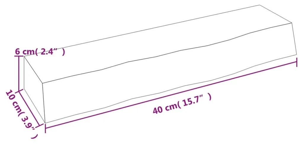 Ράφι Τοίχου Ανοιχτό Καφέ 40x10x6 εκ. Επεξεργ. Μασίφ Ξύλο Δρυός - Καφέ