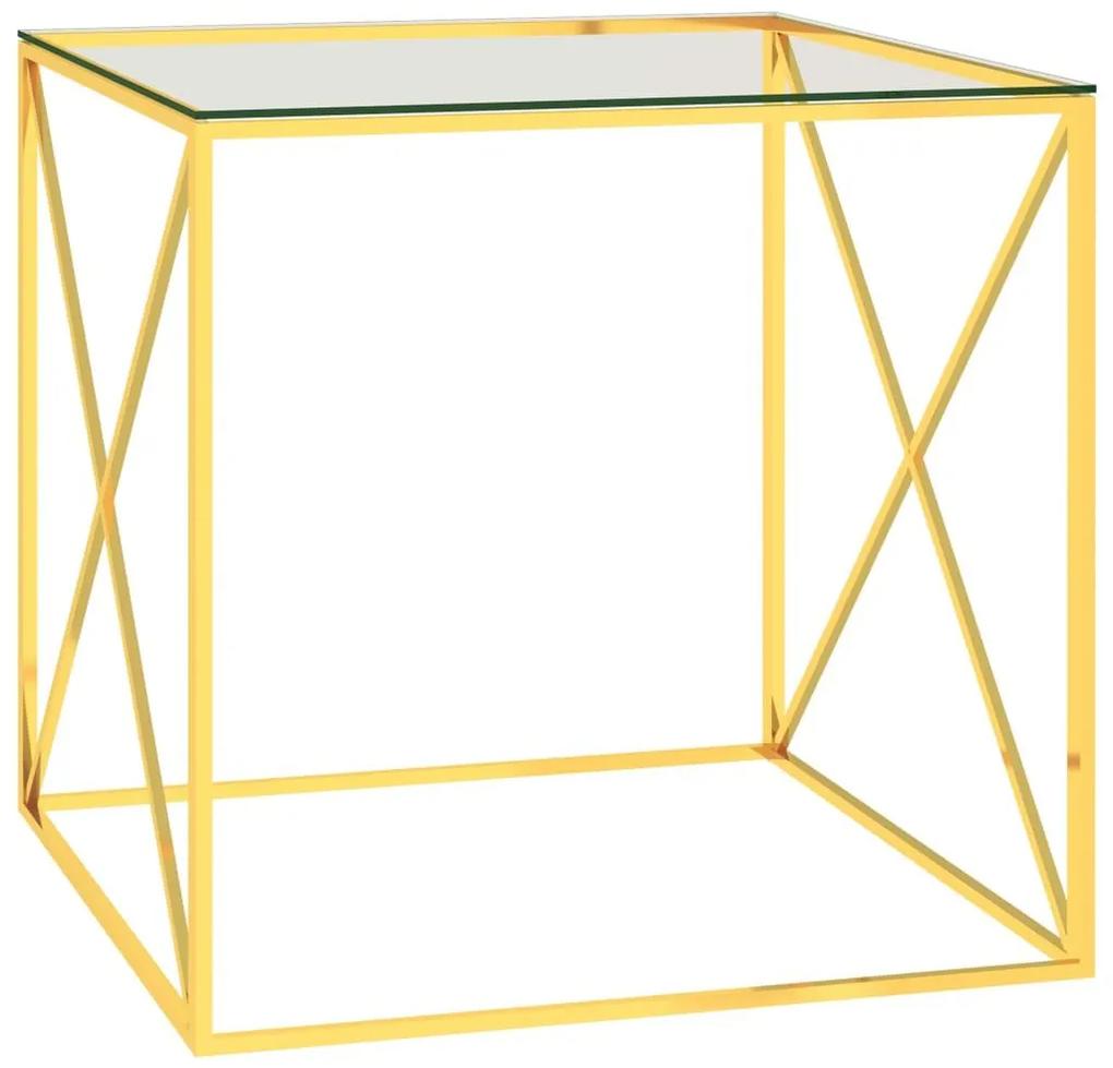 Τραπέζι Σαλονιού Χρυσό 55x55x55 εκ. από Ανοξ. Ατσάλι και Γυαλί - Χρυσό