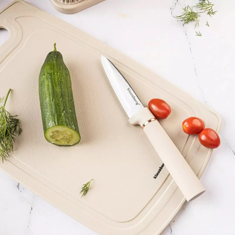 Σετ μαχαιριών και σκευών Klausberg KB 7935, πίνακας και βάση, 12 τεμάχια, Μπεζ