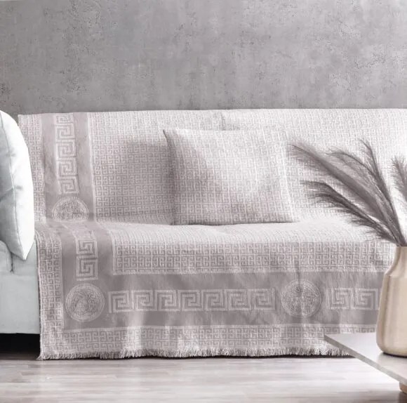 Makis Tselios Home Καλοκαιρινό Μονοθέσιο Ριχτάρι Maiandros 180x180cm Silver
