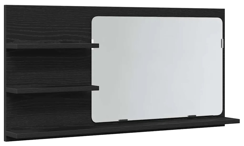vidaXL Ντουλάπι Καθρέφτη Μπάνιου Μαύρο Δρυς 90x11x45 εκ. από Τεχνητό Ξύλο