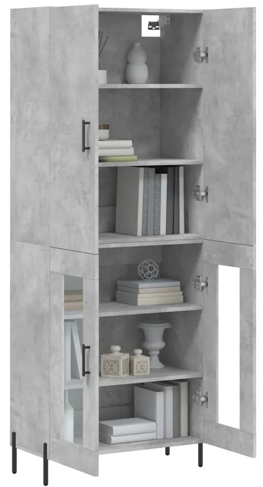 vidaXL Ντουλάπι Γκρι Σκυροδέματος 69,5x34x180 εκ. Επεξεργασμένο Ξύλο