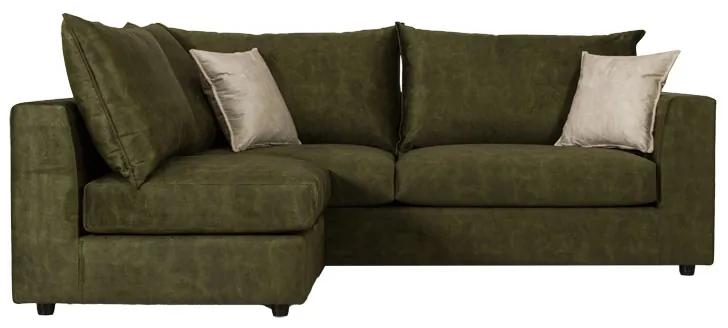Πολυμορφικός-αναστρέψιμος καναπές Artemis pakoworld πράσινο αντικέ ύφασμα-εκρού μαξιλάρι 240x187x95εκ