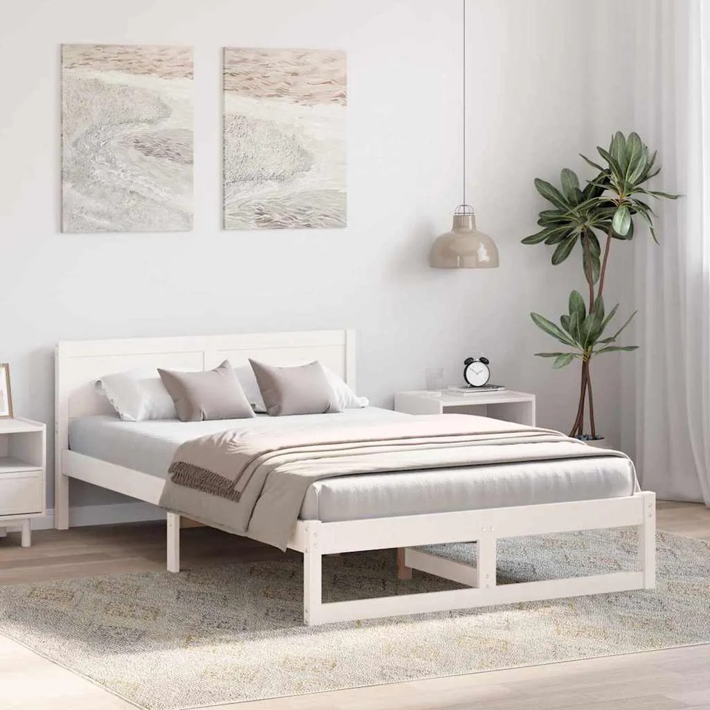 vidaXL Σκελετός Κρεβατιού Λευκό 120 x 200 cm Μασίφ ξύλο πεύκου