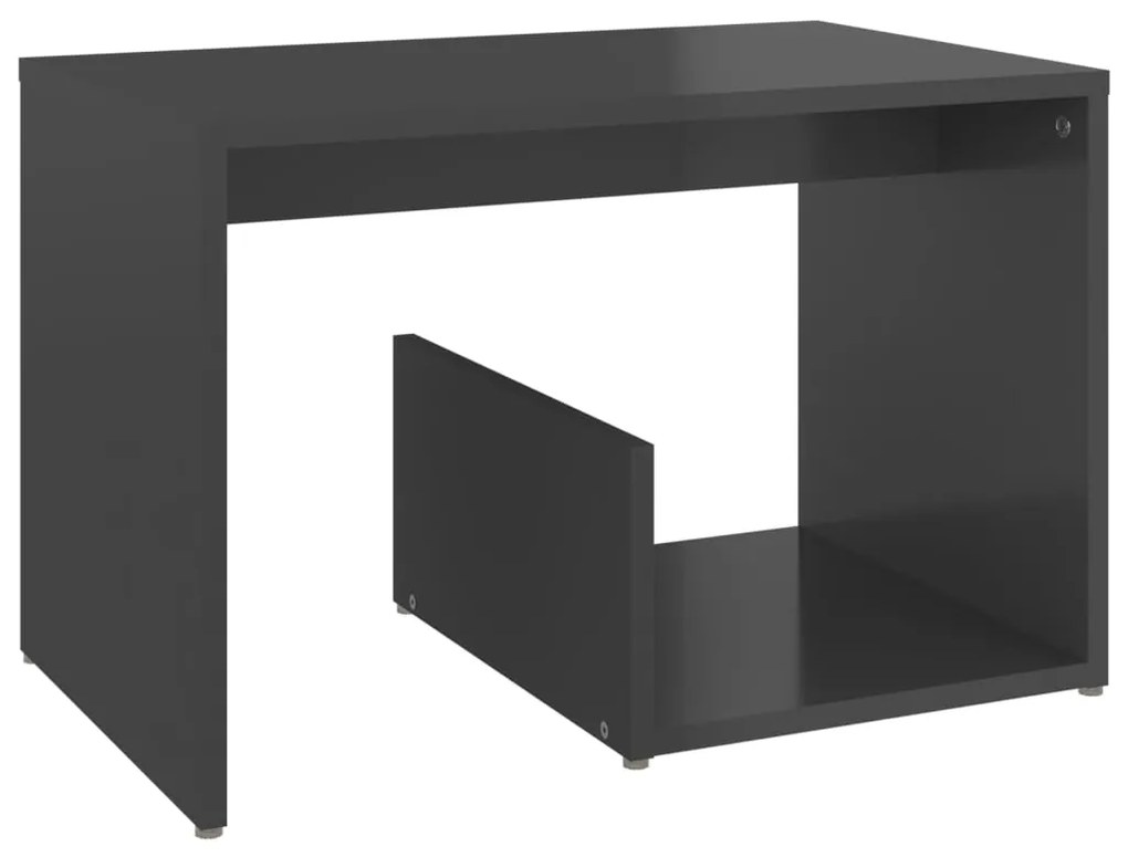 vidaXL Τραπέζι Βοηθητικό Γυαλιστερό Γκρι 59 x 36 x 38 εκ. Μοριοσανίδα