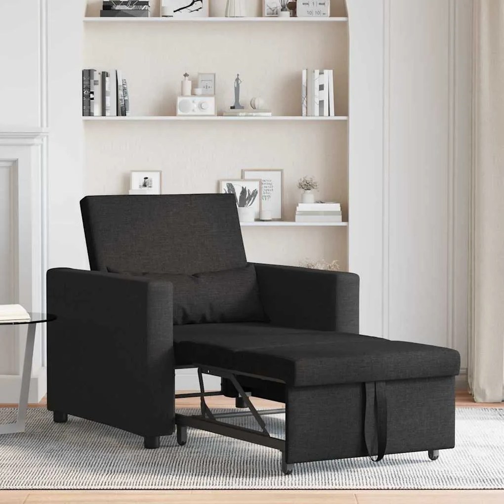 vidaXL Μονός καναπές-κρεβάτι Μαύρο 90 x 165 x 87 εκ. ύφασμα