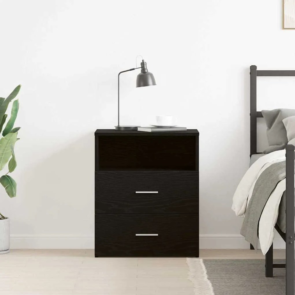 vidaXL Κομοδίνο Μαύρη δρυς 50 x 32 x 60 εκ. Επεξεργασμένο ξύλο