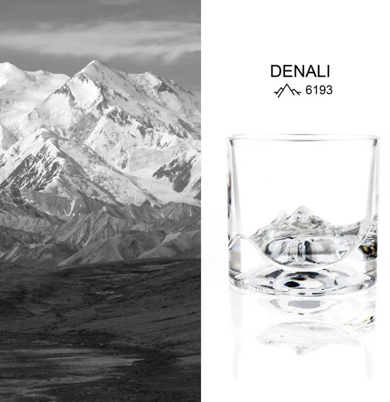 Σετ ποτήρια ουίσκι LIITON L60400 Denali 230 ml, 2 τμχ, Χονδρά τοιχώματα, 3D Denali Peak πάτος, Διαφανές