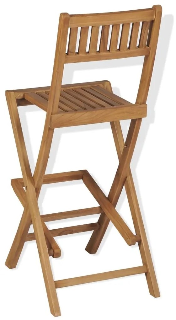 Καρέκλες Μπαρ Εξωτερ. Χώρου Πτυσσόμενες 2 τεμ. Μασίφ Ξύλο Teak - Καφέ
