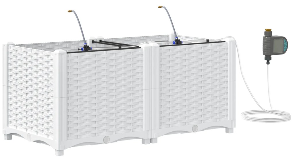 vidaXL Γλάστρες Κήπου 1 τεμ Λευκό 80 x 40 x 37.5 cm Πλαστικό