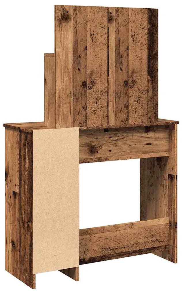 Κομοδίνο με καθρέφτη Παλιό ξύλο 86,5x35x136 cm - Καφέ