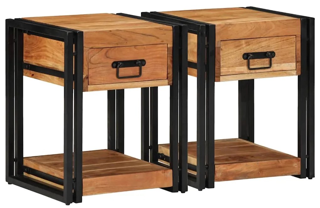 vidaXL Κομοδίνο 2 pcs Καφέ 40 x 40 x 50 cm Μασίφ ξύλο ακακίας